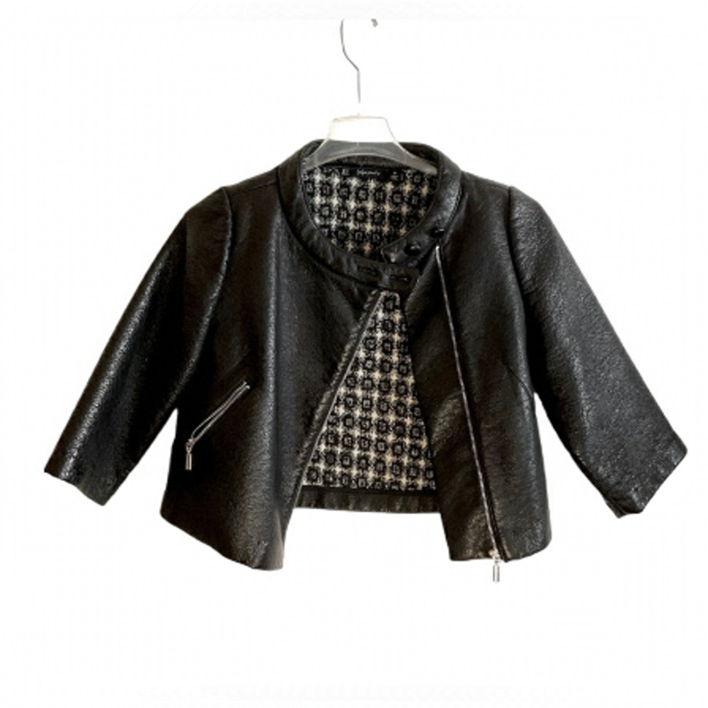 Relativity Textured Black Leather Jacket